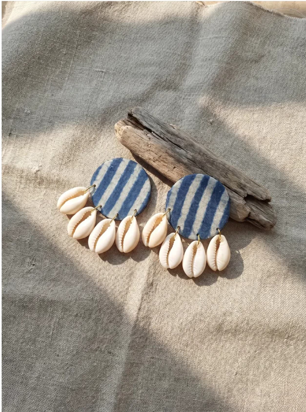 Indigo Upcycled Handmade Textile Earring