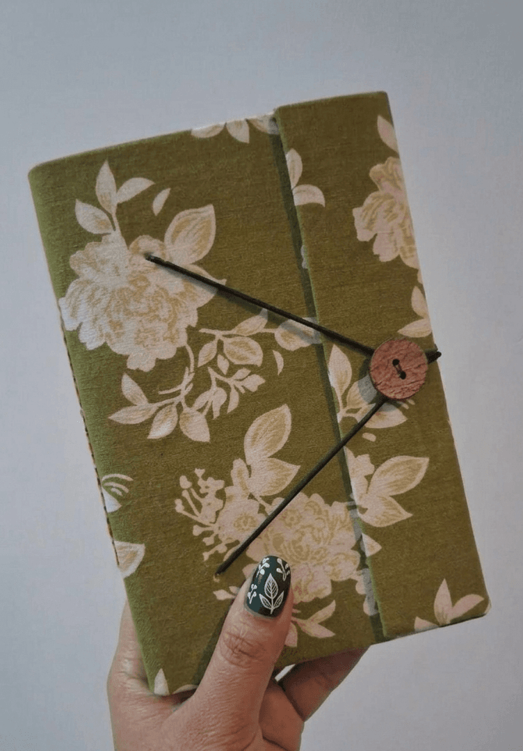 Fabric Cover Journal with Handmade Unbleached Paper