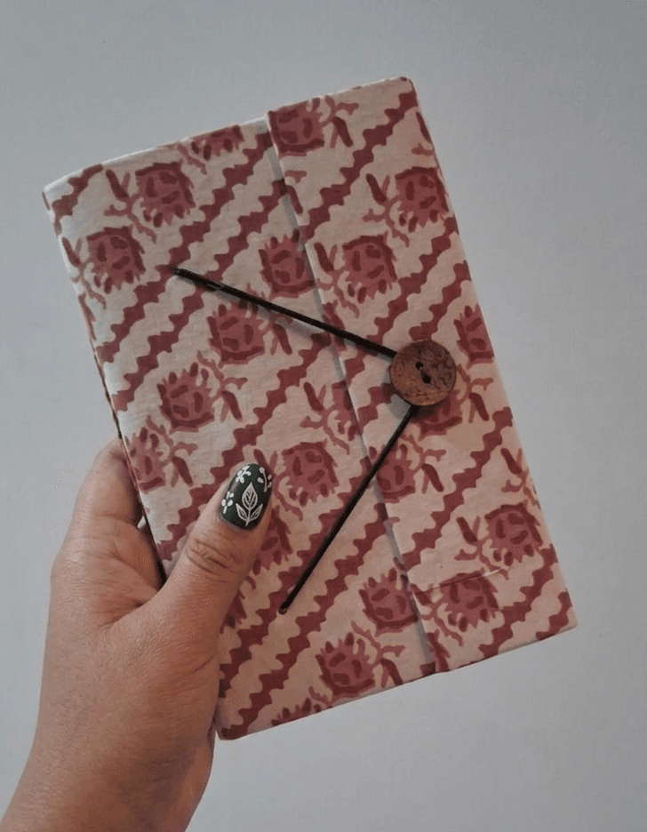 Fabric Cover Journal with Handmade Unbleached Paper