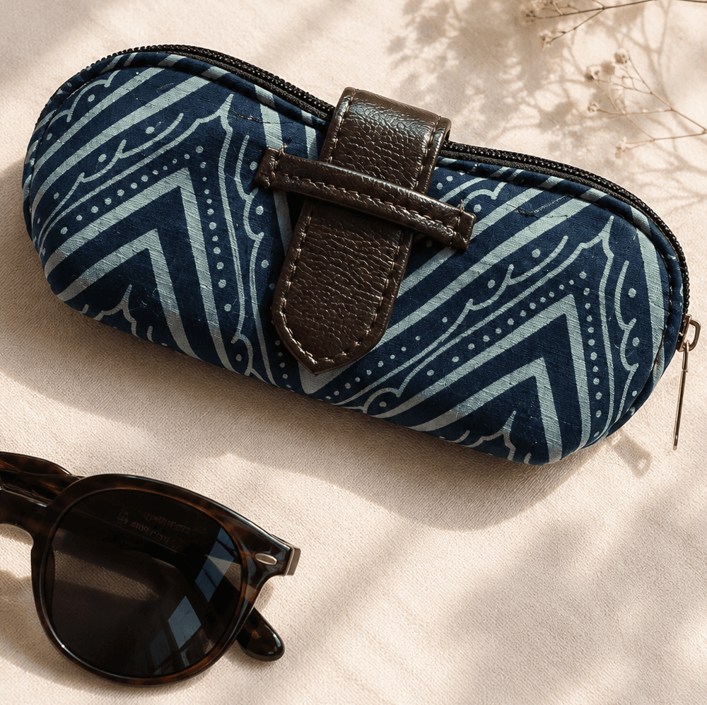 Indigo Lines Quilted Sunglasses Pouch