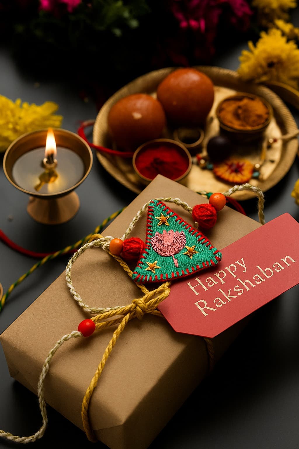 Hand-Embroidered Textile Rakhi