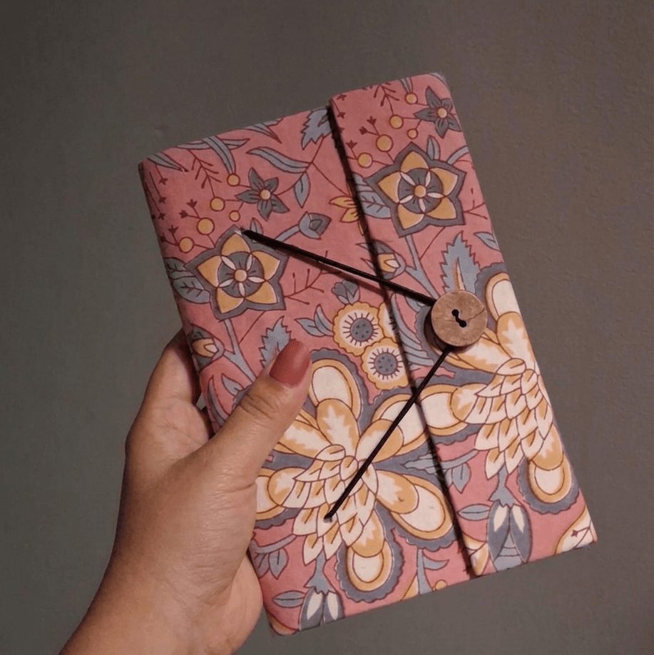 Fabric Cover Journal with Handmade Unbleached Paper