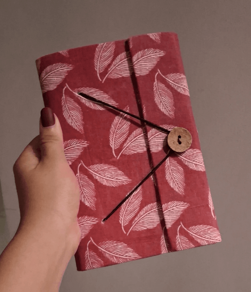 Fabric Cover Journal with Handmade Unbleached Paper
